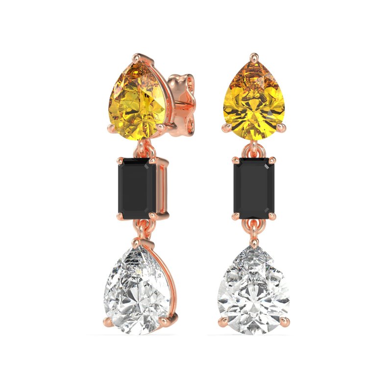 Pear & Emerald Cut Dangle Earrings