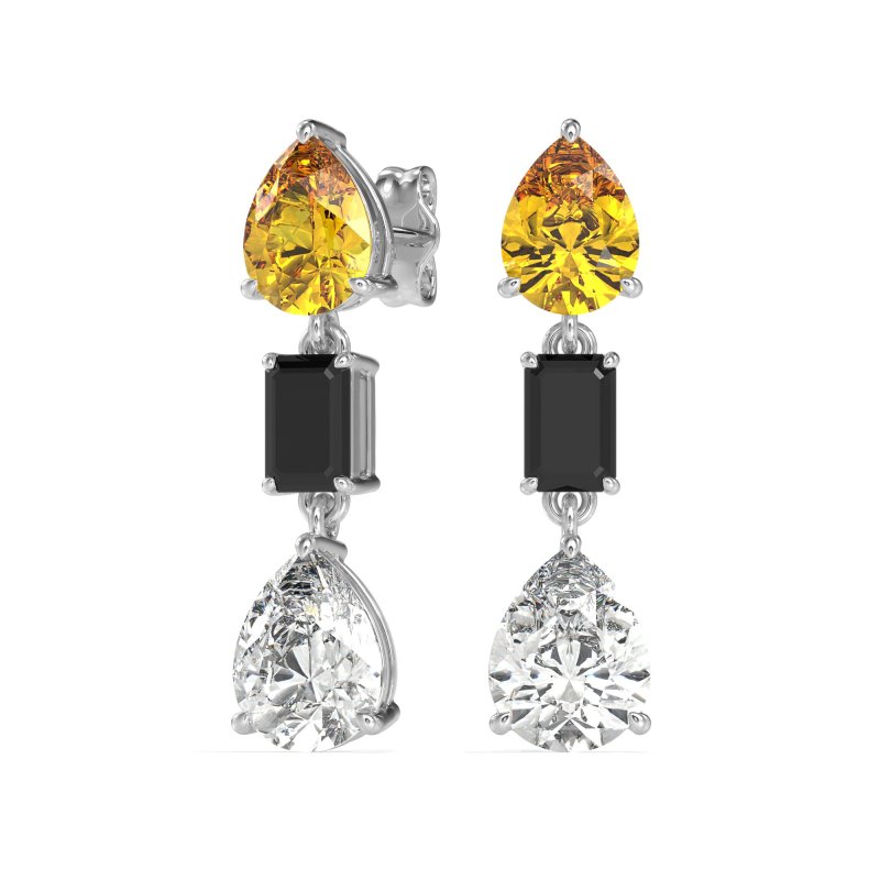 Pear & Emerald Cut Dangle Earrings
