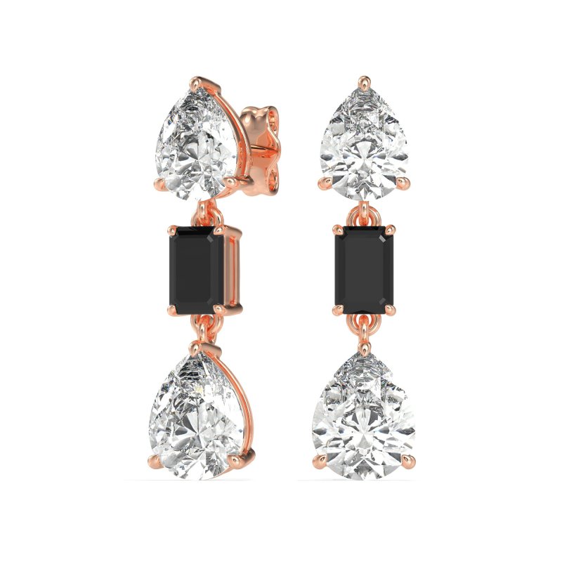 Pear & Emerald Cut Dangle Earrings