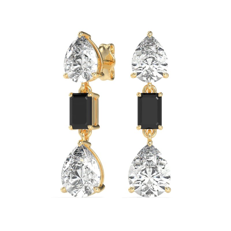 Pear & Emerald Cut Dangle Earrings