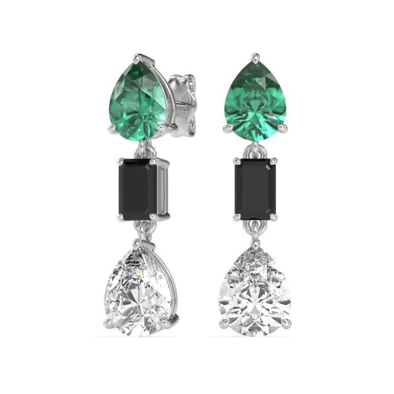 Pear & Emerald Cut Dangle Earrings