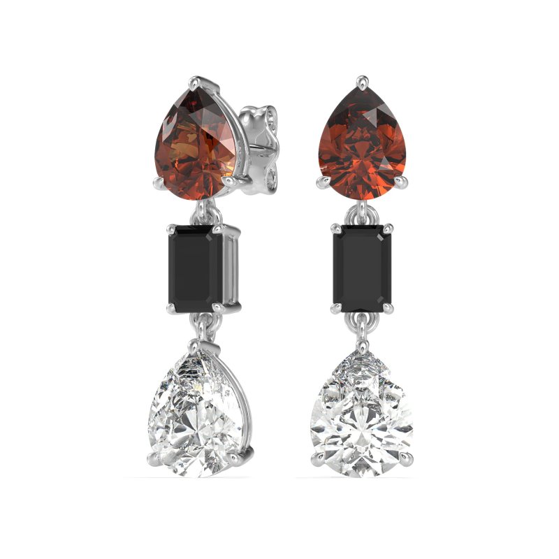 Pear & Emerald Cut Dangle Earrings
