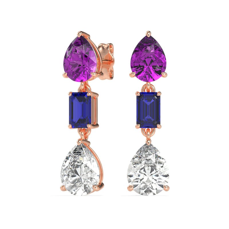 Pear & Emerald Cut Dangle Earrings