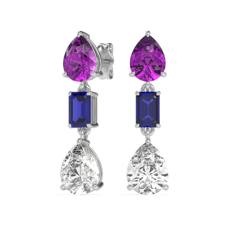 Pear & Emerald Cut Dangle Earrings