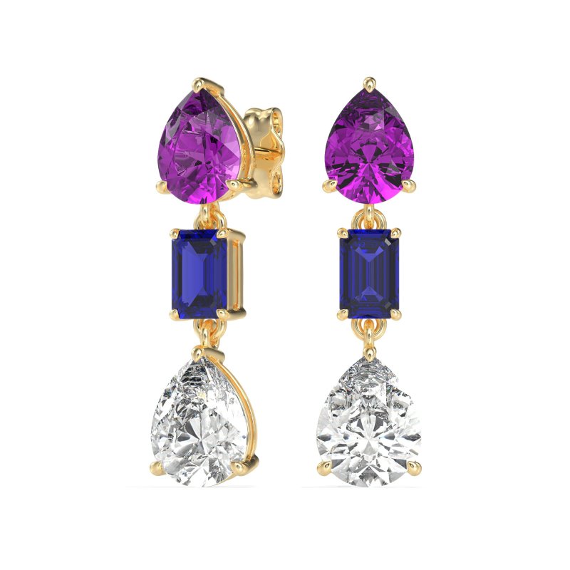 Pear & Emerald Cut Dangle Earrings