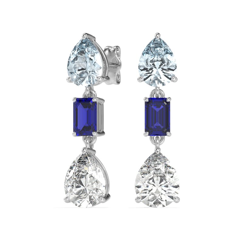 Pear & Emerald Cut Dangle Earrings