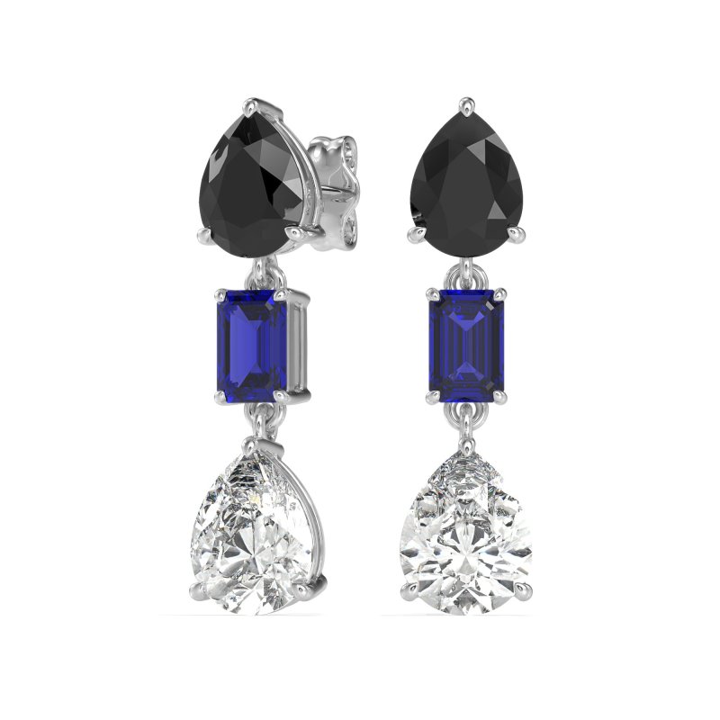Pear & Emerald Cut Dangle Earrings