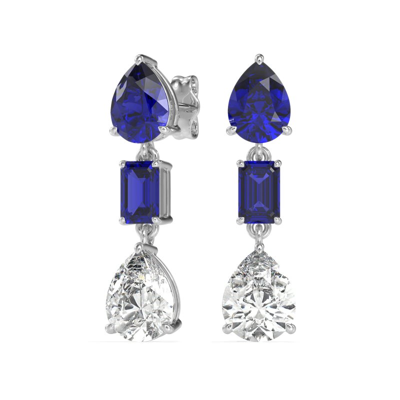Pear & Emerald Cut Dangle Earrings