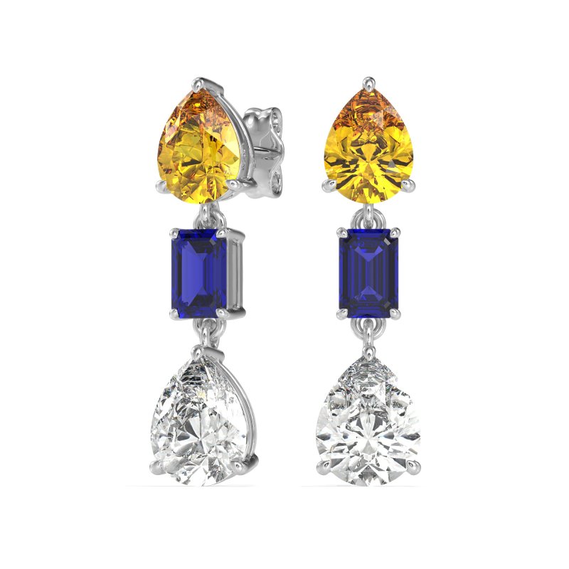 Pear & Emerald Cut Dangle Earrings