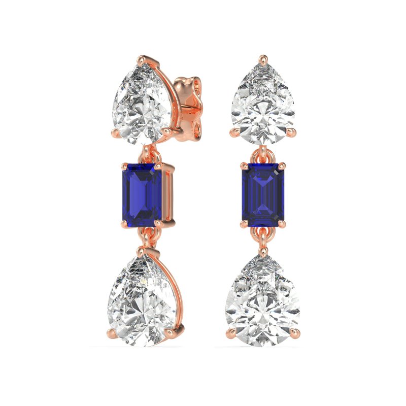 Pear & Emerald Cut Dangle Earrings