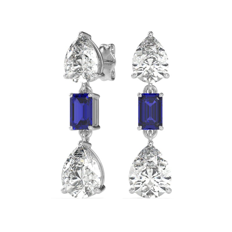 Pear & Emerald Cut Dangle Earrings