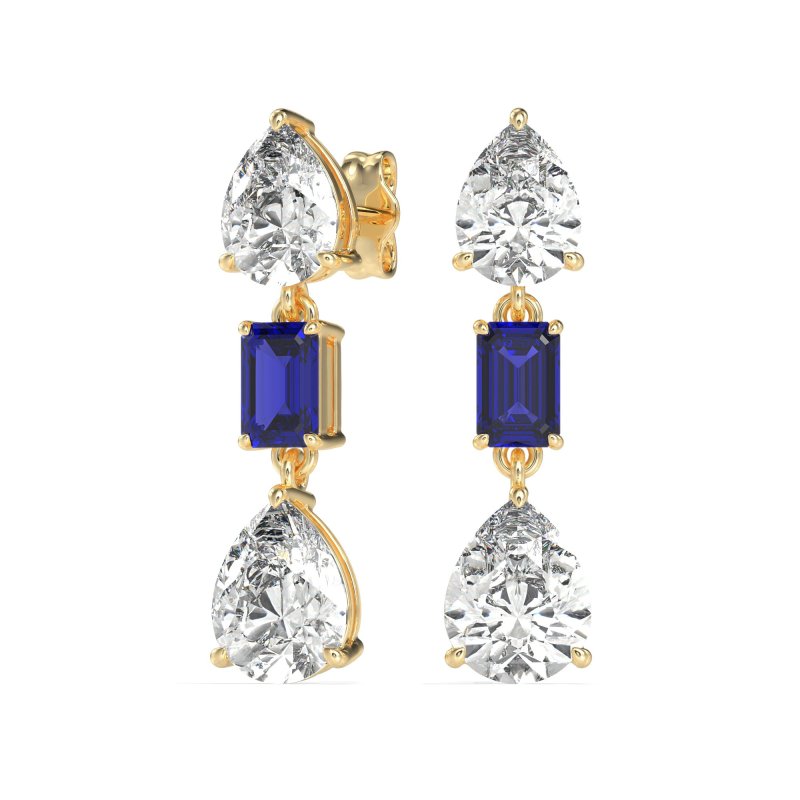 Pear & Emerald Cut Dangle Earrings