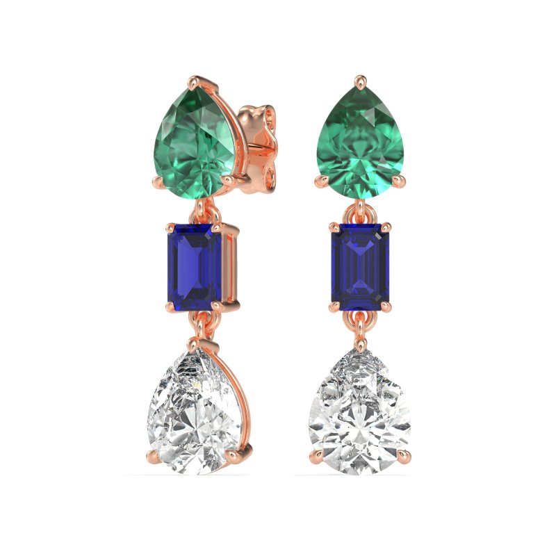 Pear & Emerald Cut Dangle Earrings