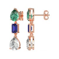 Pear & Emerald Cut Dangle Earrings