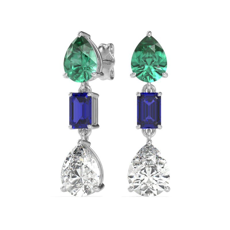 Pear & Emerald Cut Dangle Earrings