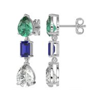 Pear & Emerald Cut Dangle Earrings