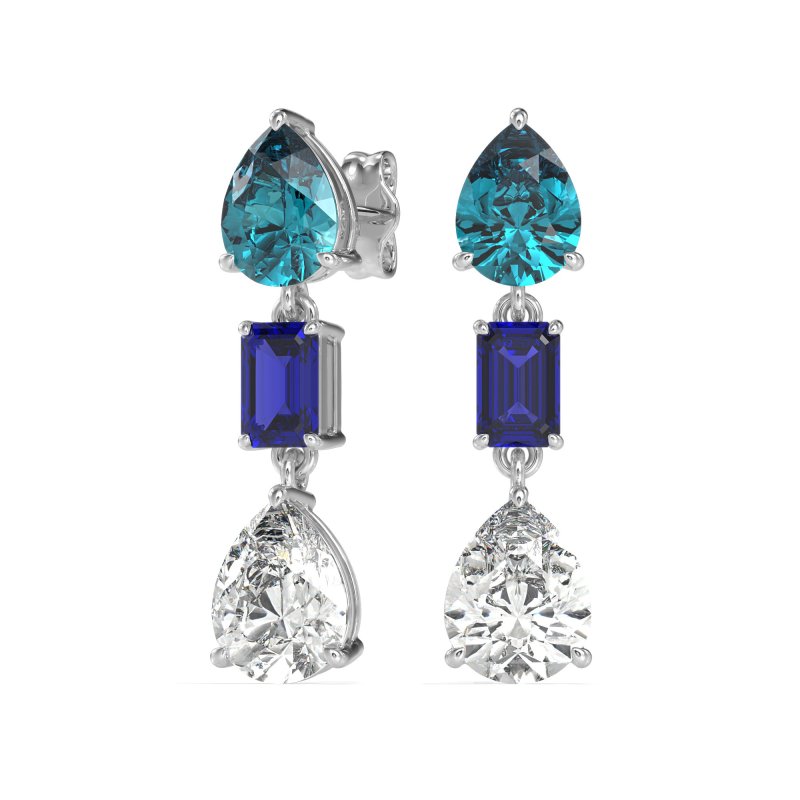 Pear & Emerald Cut Dangle Earrings