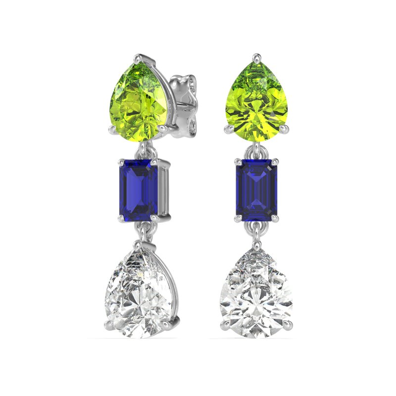 Pear & Emerald Cut Dangle Earrings