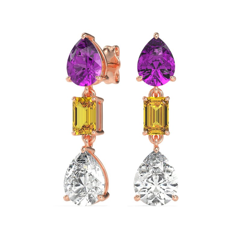 Pear & Emerald Cut Dangle Earrings