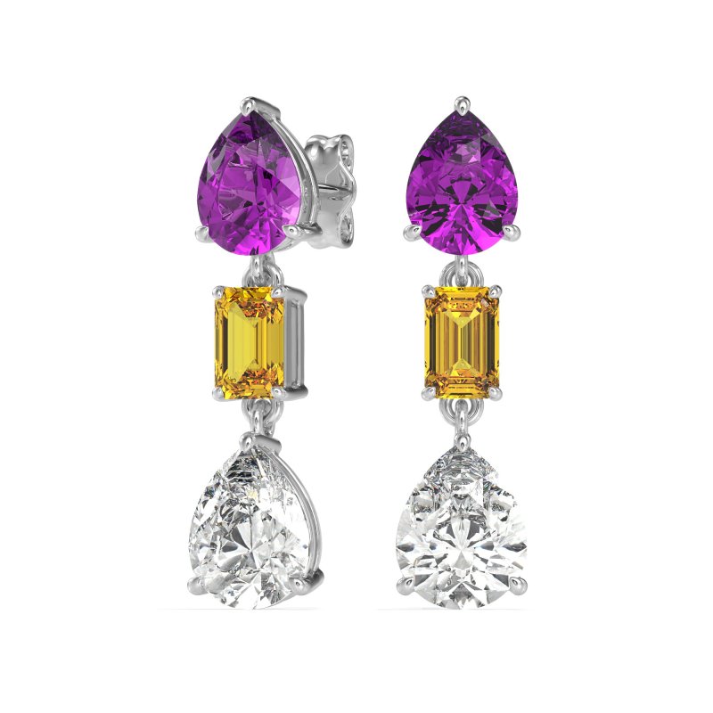Pear & Emerald Cut Dangle Earrings