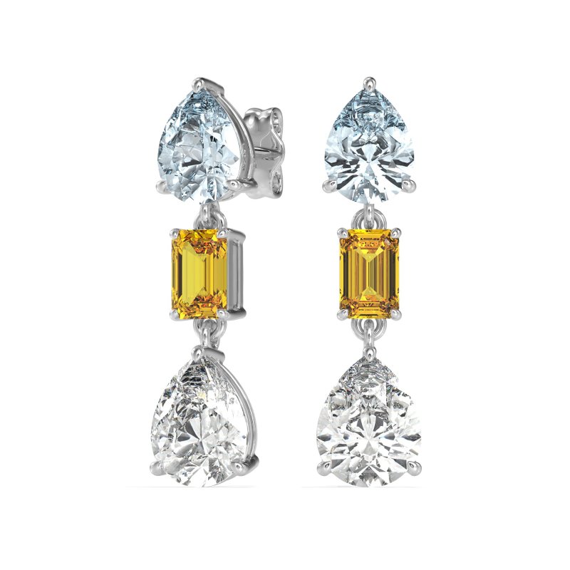 Pear & Emerald Cut Dangle Earrings