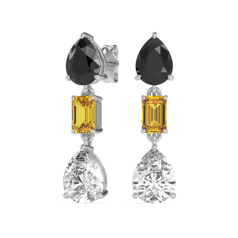 Pear & Emerald Cut Dangle Earrings