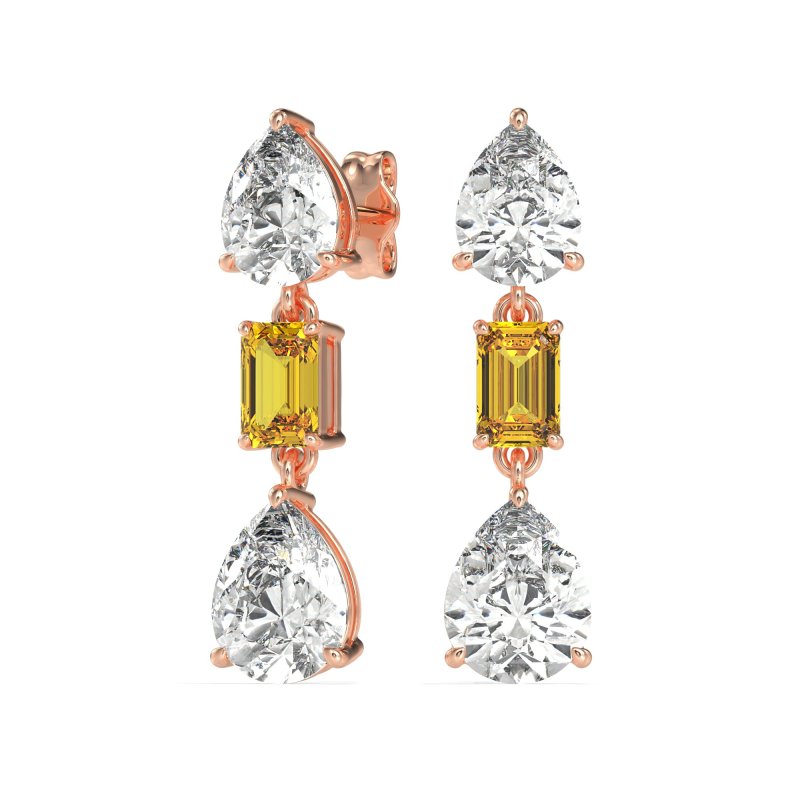 Pear & Emerald Cut Dangle Earrings