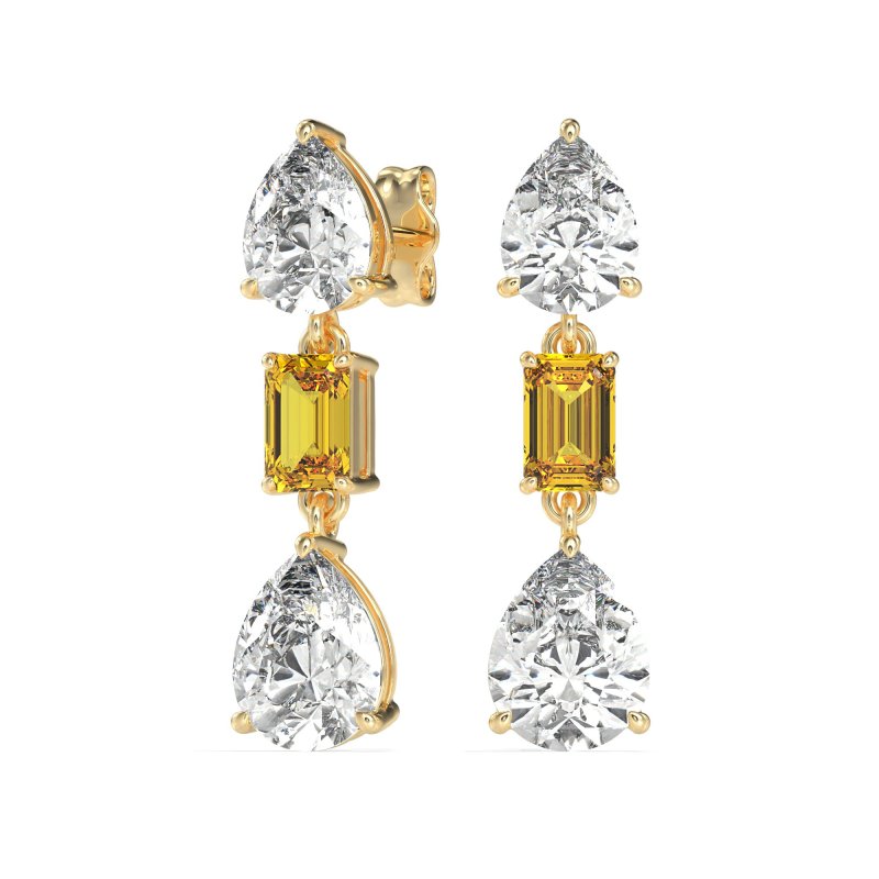 Pear & Emerald Cut Dangle Earrings