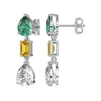 Pear & Emerald Cut Dangle Earrings