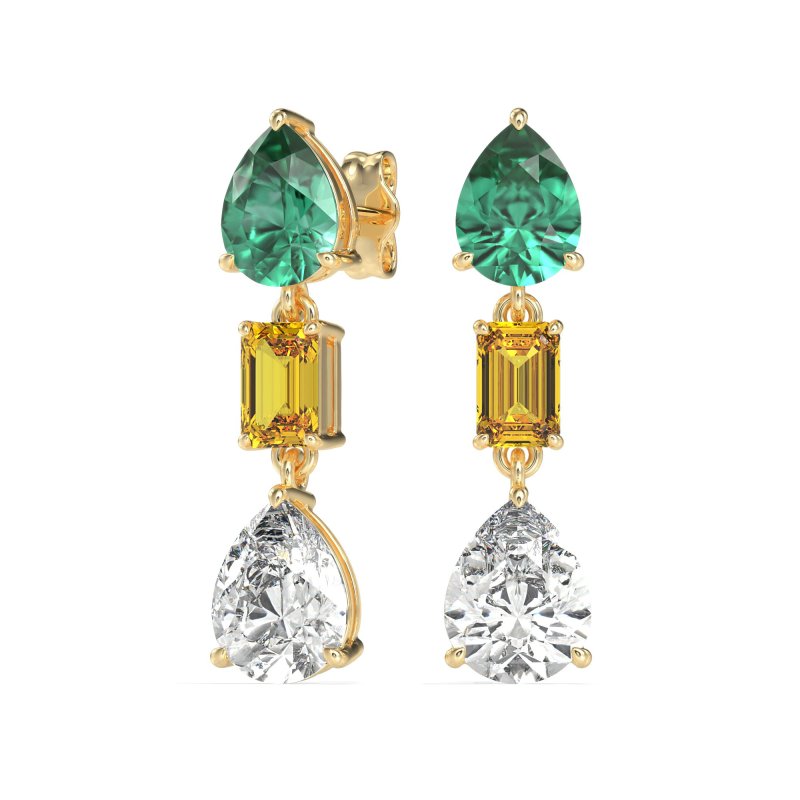 Pear & Emerald Cut Dangle Earrings