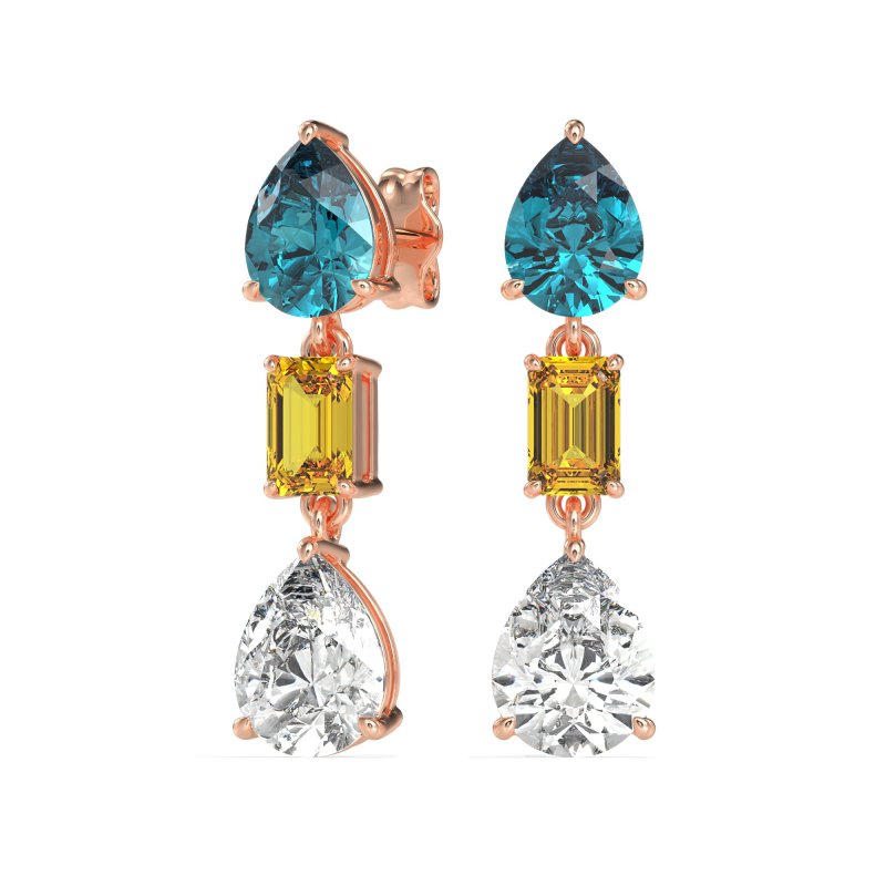 Pear & Emerald Cut Dangle Earrings