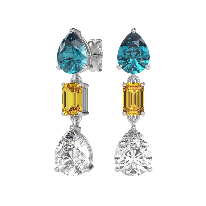 Pear & Emerald Cut Dangle Earrings