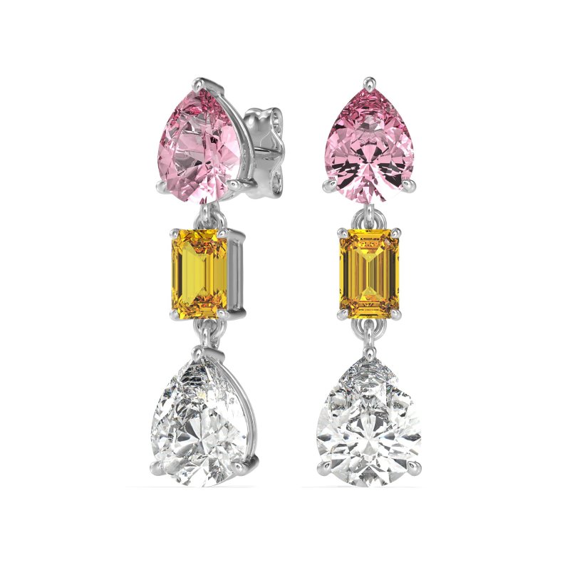 Pear & Emerald Cut Dangle Earrings
