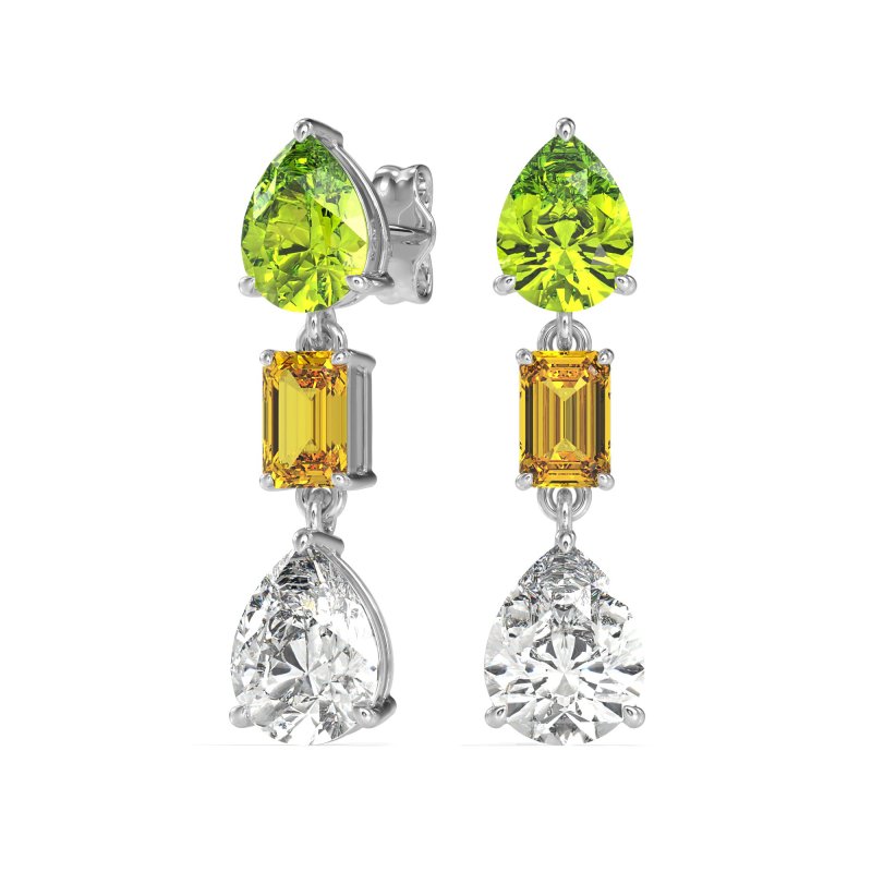 Pear & Emerald Cut Dangle Earrings