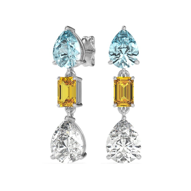 Pear & Emerald Cut Dangle Earrings