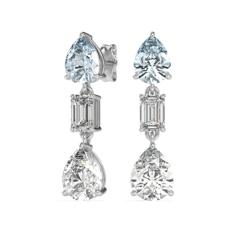 Pear & Emerald Cut Dangle Earrings
