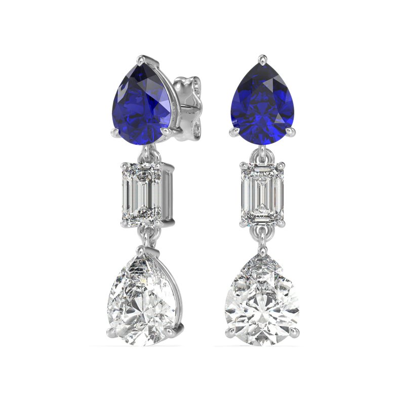 Pear & Emerald Cut Dangle Earrings