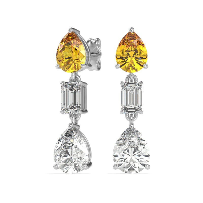 Pear & Emerald Cut Dangle Earrings