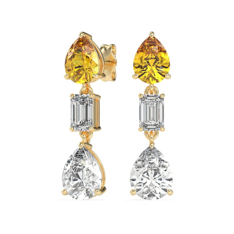 Pear & Emerald Cut Dangle Earrings
