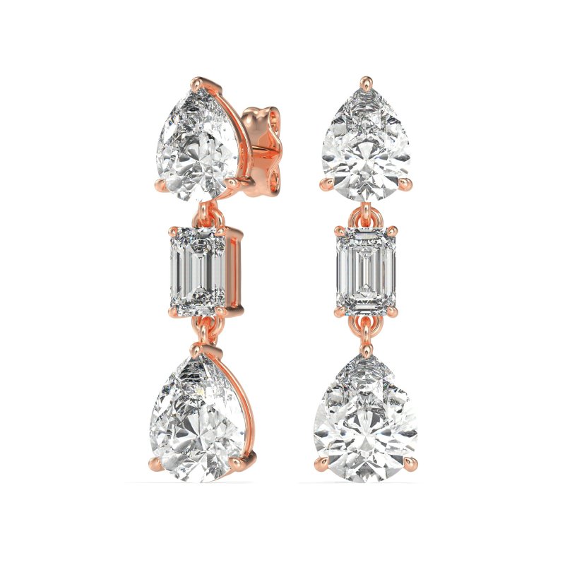 Pear & Emerald Cut Dangle Earrings