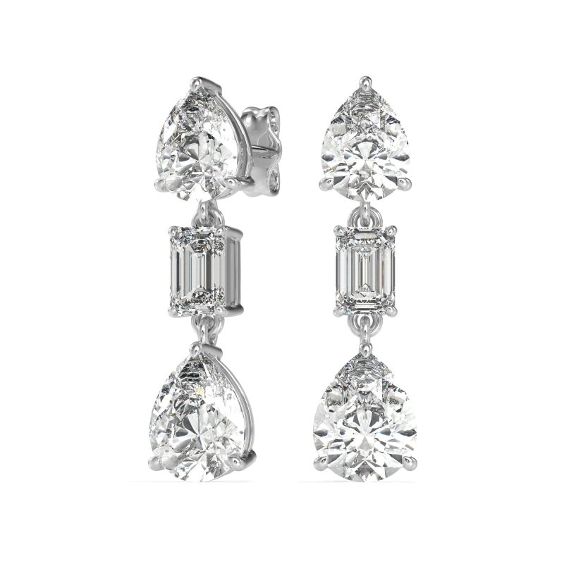 Pear & Emerald Cut Dangle Earrings