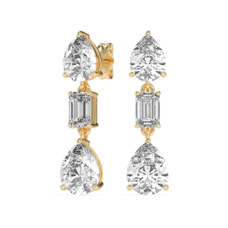 Pear & Emerald Cut Dangle Earrings