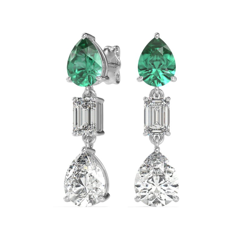 Pear & Emerald Cut Dangle Earrings