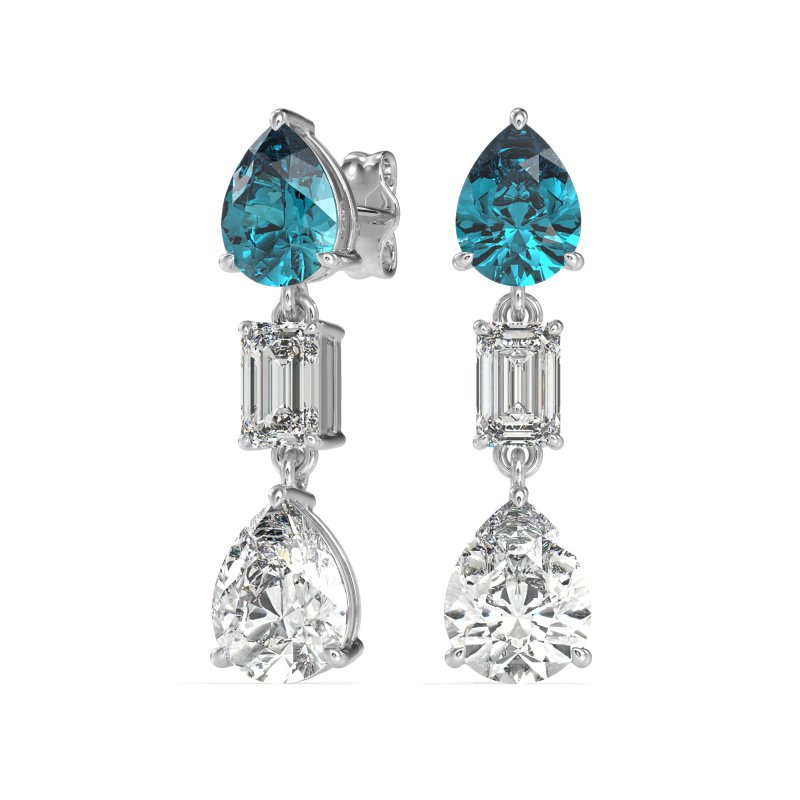 Pear & Emerald Cut Dangle Earrings