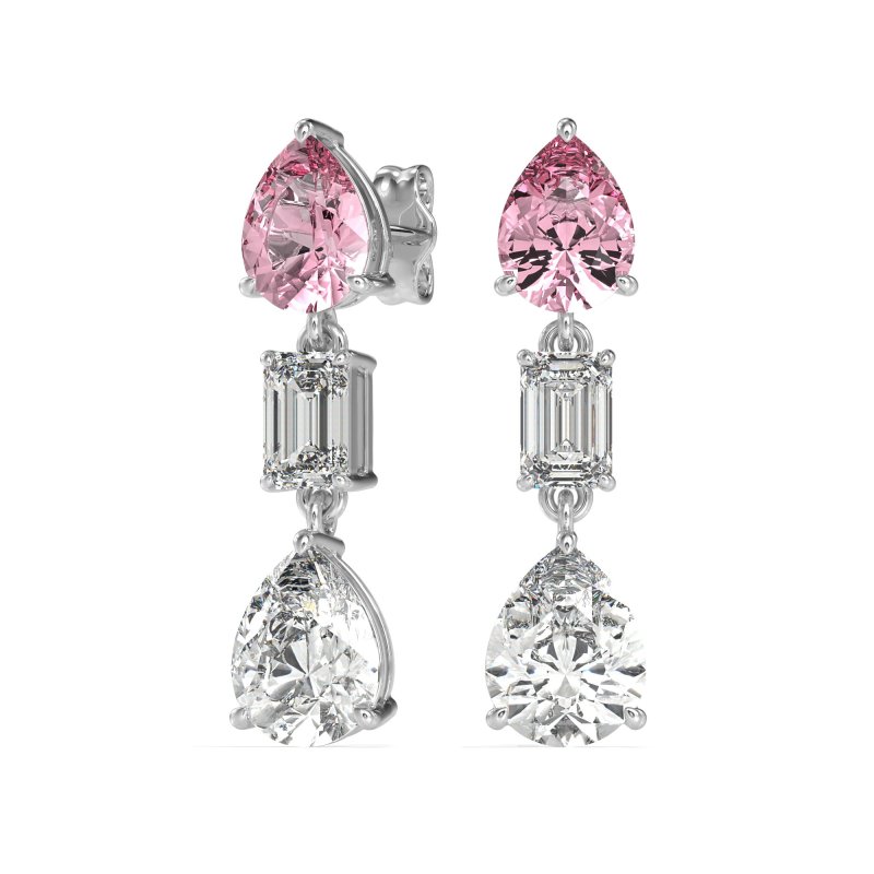 Pear & Emerald Cut Dangle Earrings