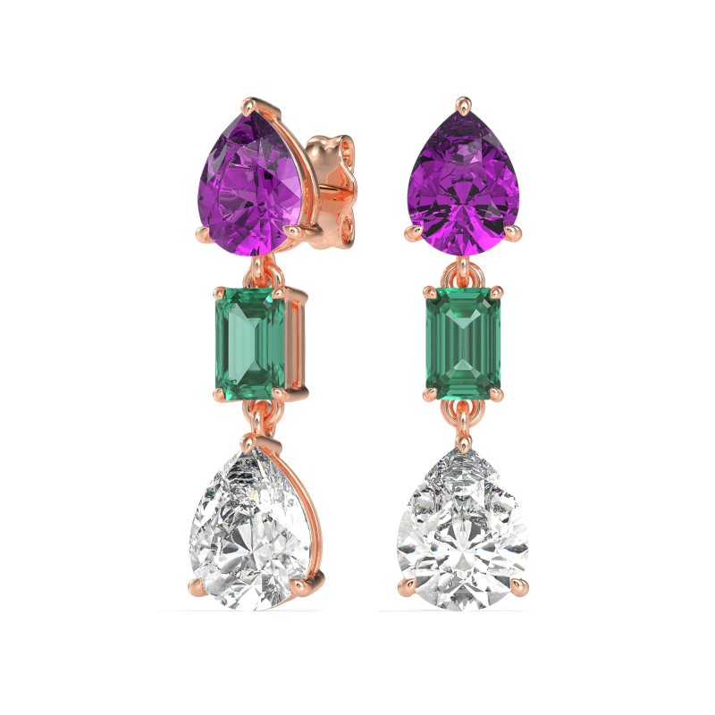 Pear & Emerald Cut Dangle Earrings