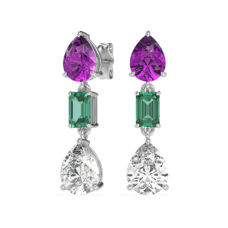 Pear & Emerald Cut Dangle Earrings
