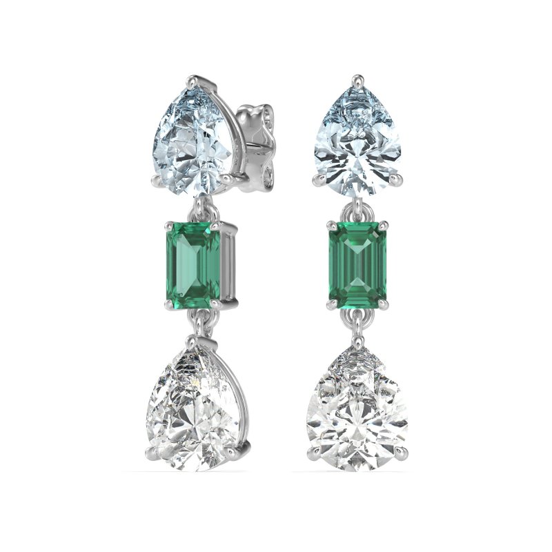 Pear & Emerald Cut Dangle Earrings
