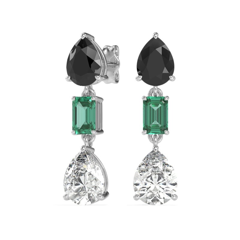 Pear & Emerald Cut Dangle Earrings