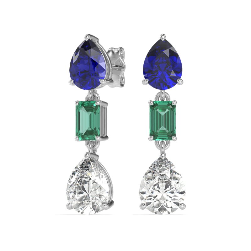 Pear & Emerald Cut Dangle Earrings